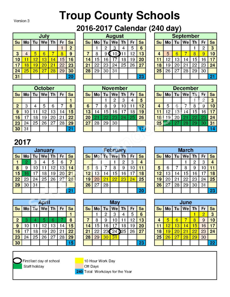 Troup County School District Calendars LaGrange GA