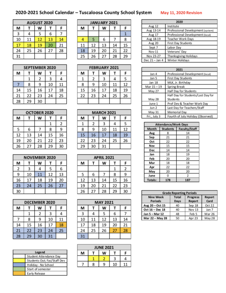 Tuscaloosa County School Calendar 2022 21 2022 Schoolcalendars