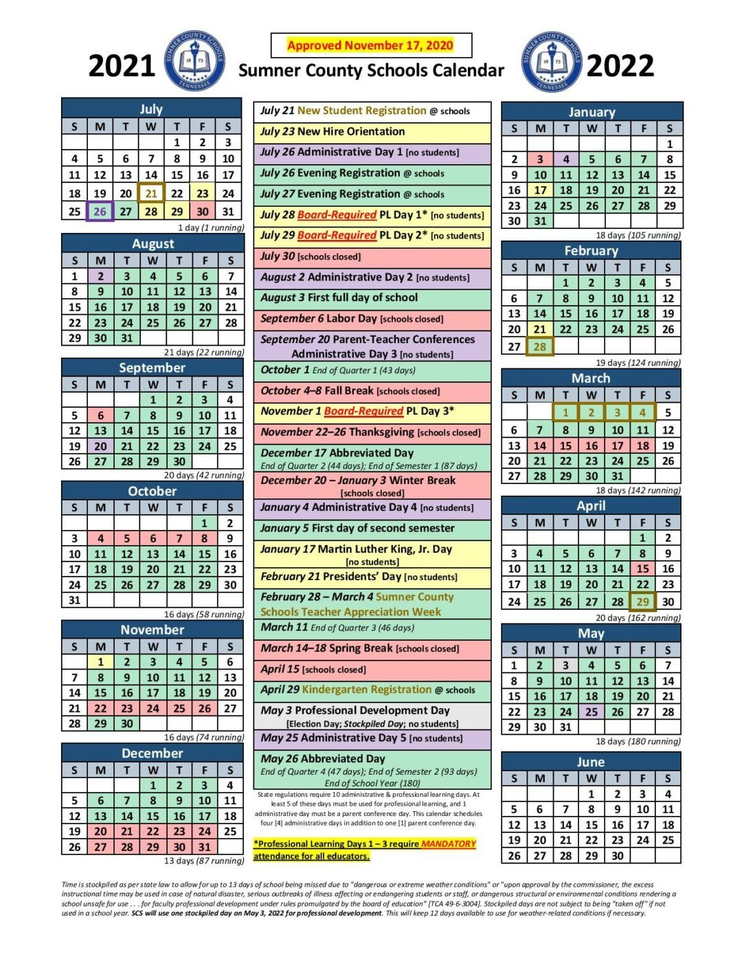 Sumner County Calendar