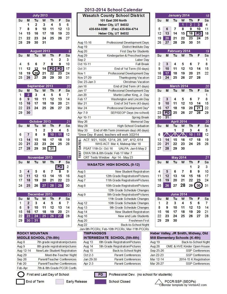 WCSD 2013 14 Calendar Intermediate School Elementary Learning 