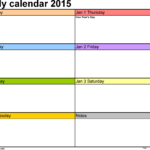 Weekly Calendars 2015 For Excel 12 Free Printable Templates