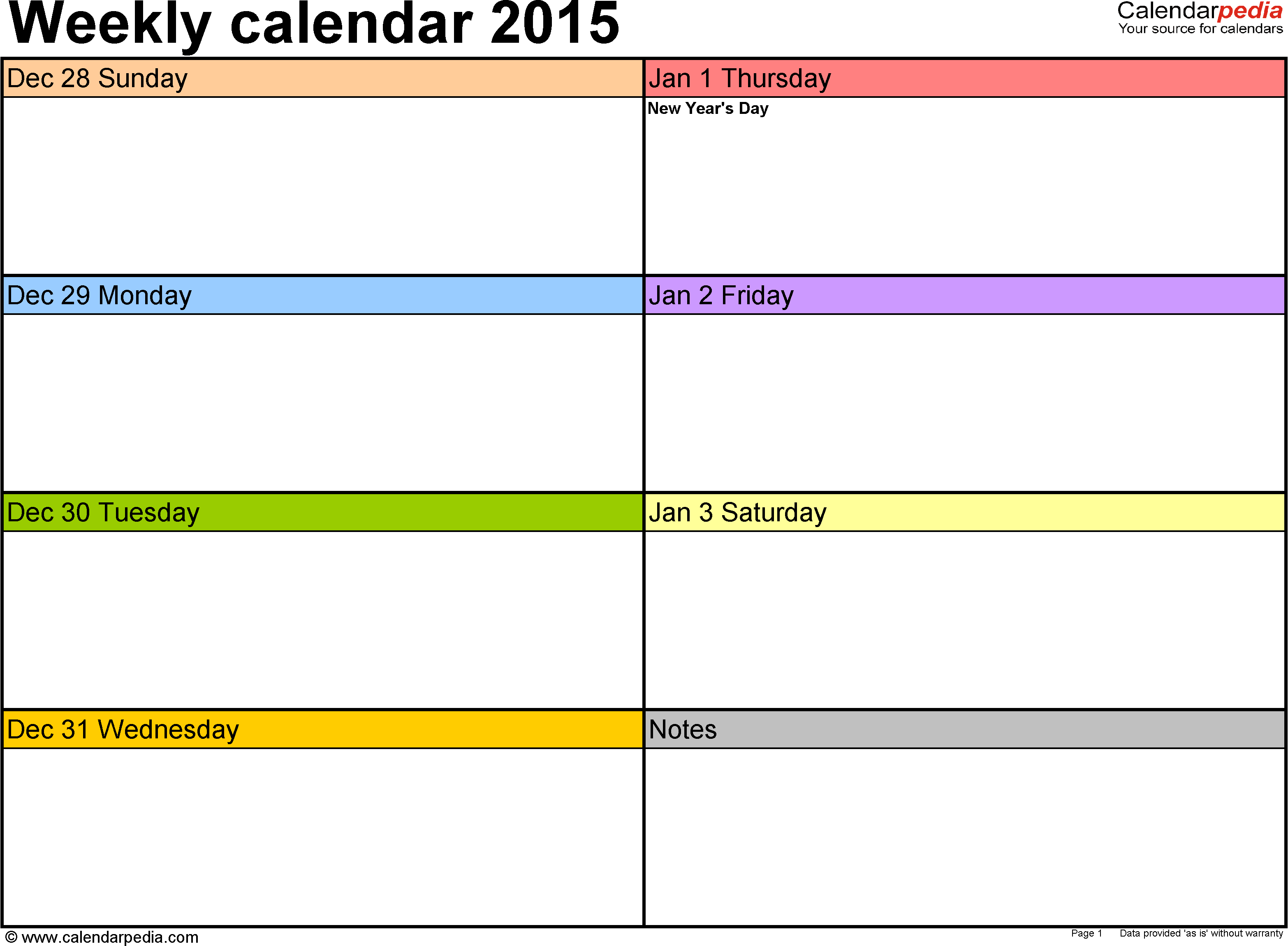 Weekly Calendars 2015 For Word 12 Free Printable Templates