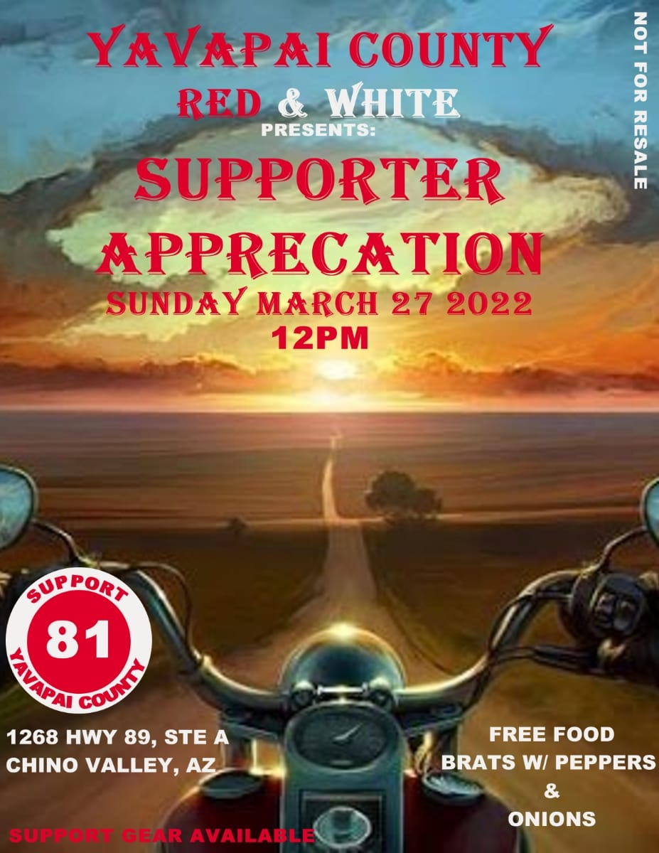 Yavapai County AZ Red White Supporter Appreciation BikerCalendar events