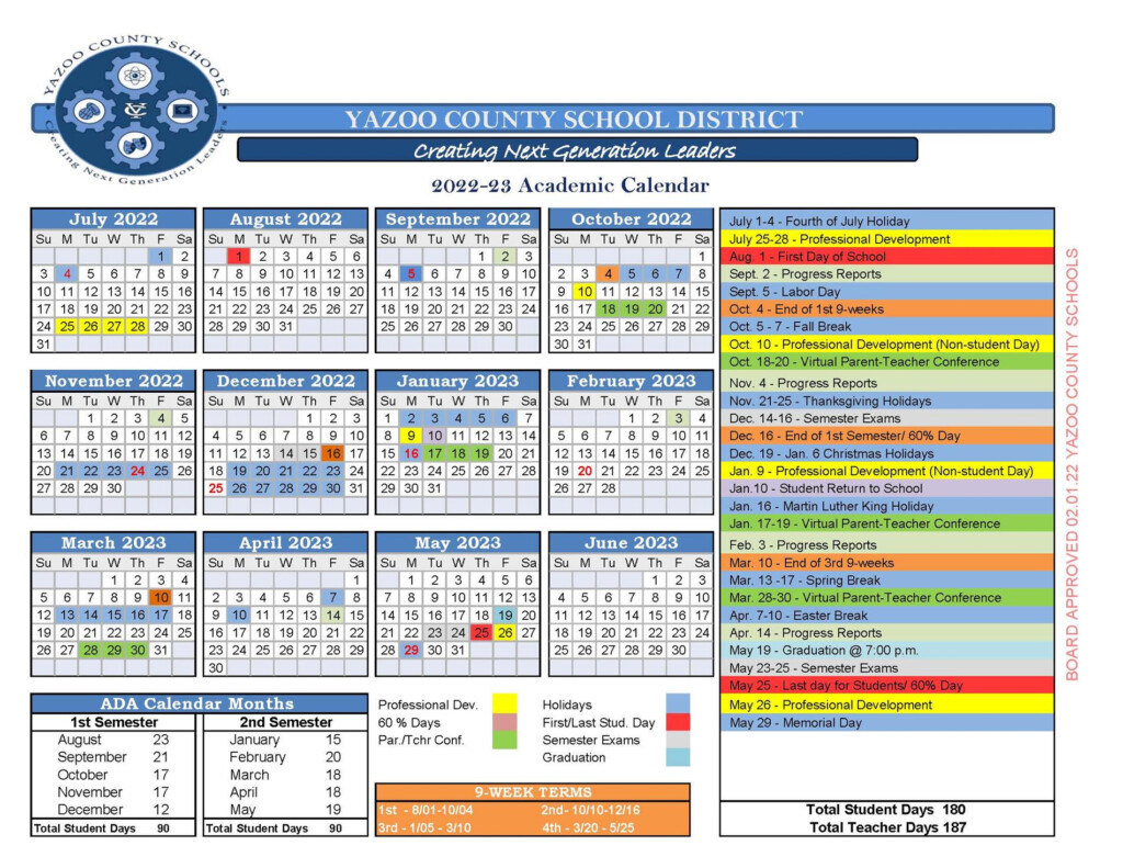 Yazoo County School District Calendar 2022 And 2023 PublicHolidays