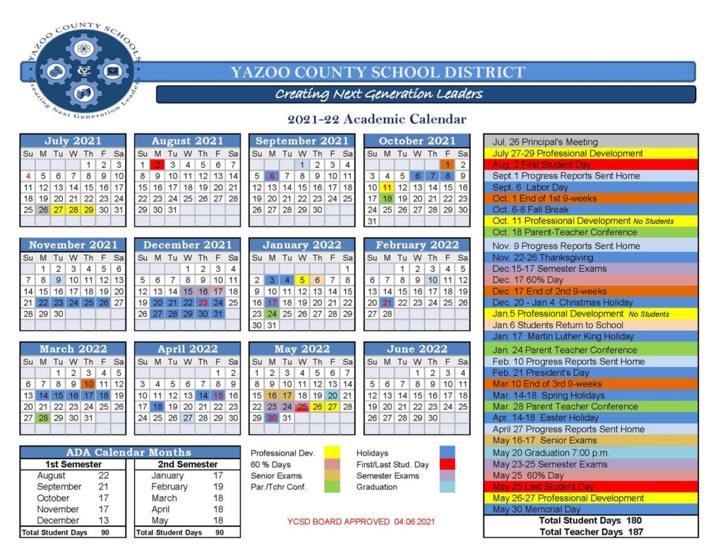 Yazoo County School District Calendar 2022 PublicHolidays