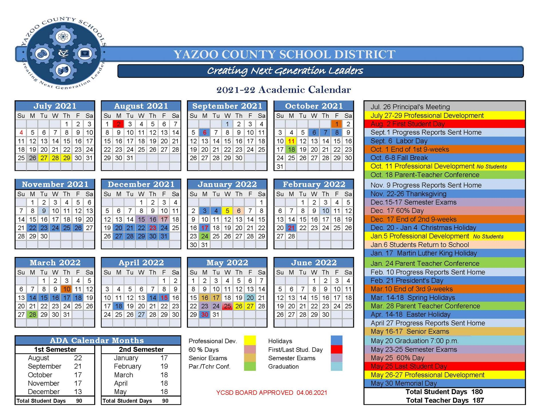 Yazoo County Calendar